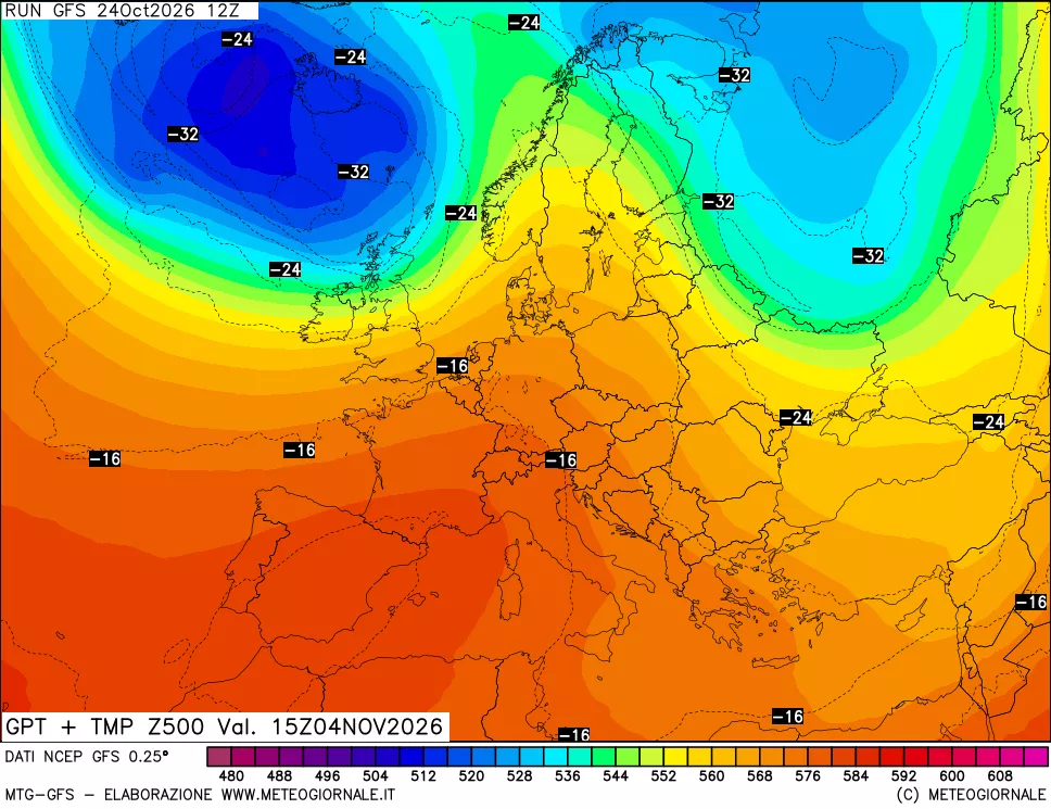 mappa 500 hPa GPT + Temp