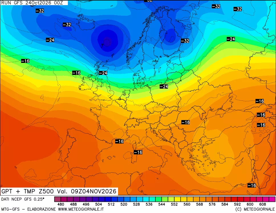 mappa 500 hPa GPT + Temp