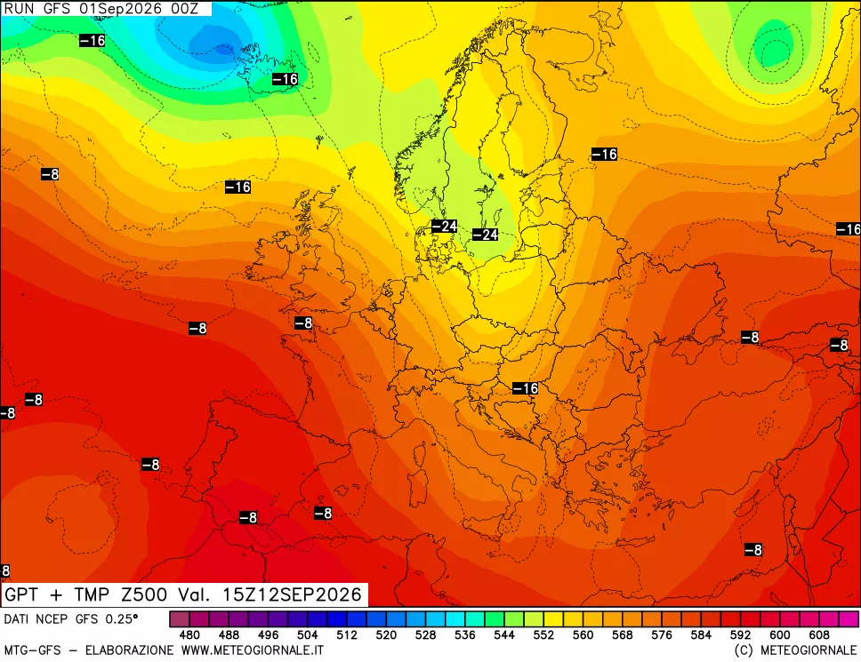 mappa 500 hPa GPT + Temp