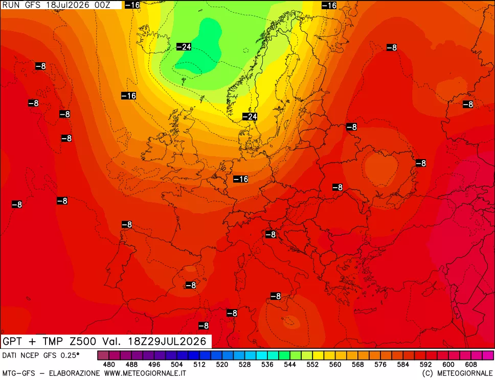 mappa 500 hPa GPT + Temp