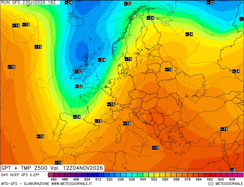 mappa 500 hPa GPT + Temp
