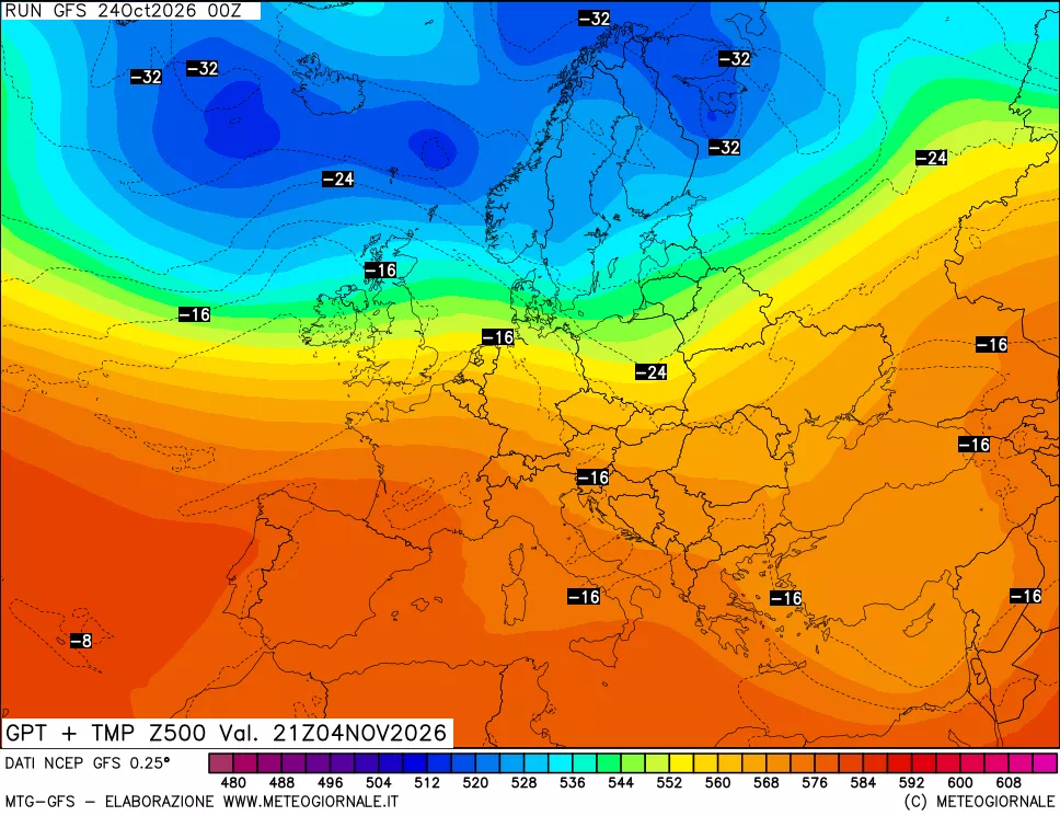 mappa 500 hPa GPT + Temp