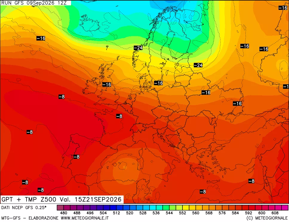 mappa 500 hPa GPT + Temp