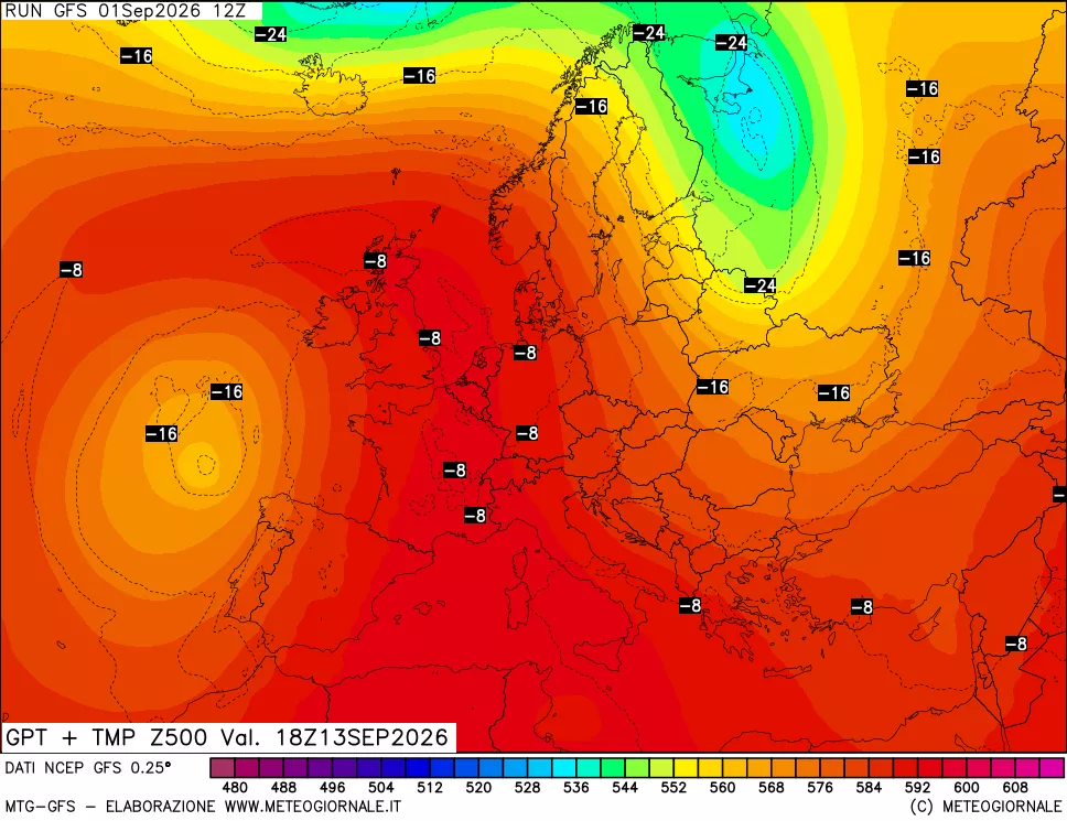 mappa 500 hPa GPT + Temp