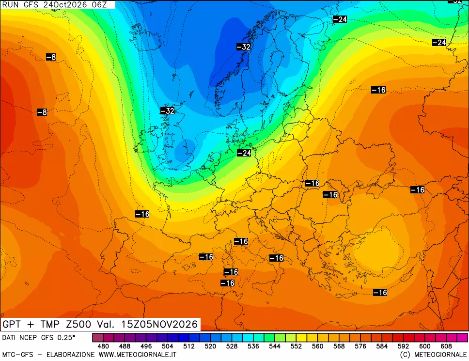 mappa 500 hPa GPT + Temp