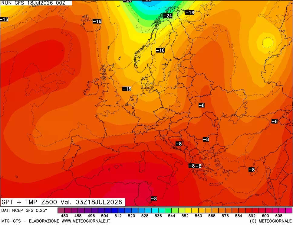 mappa 500 hPa GPT + Temp