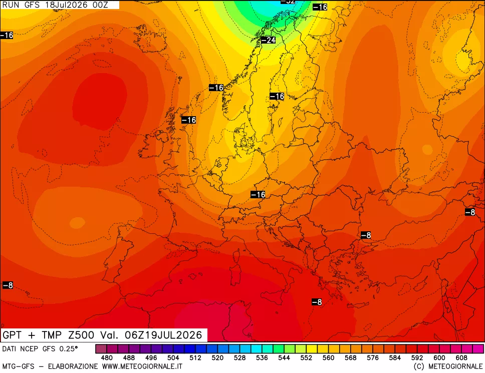 mappa 500 hPa GPT + Temp