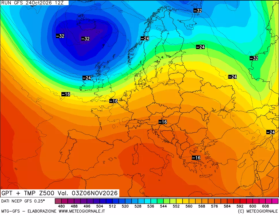 mappa 500 hPa GPT + Temp