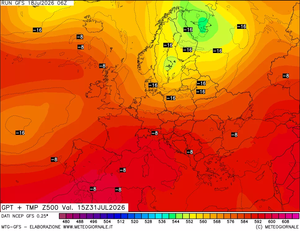 mappa 500 hPa GPT + Temp