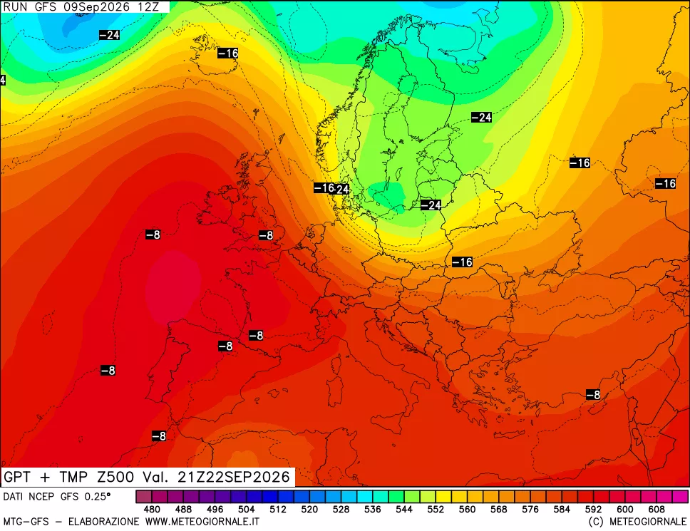 mappa 500 hPa GPT + Temp