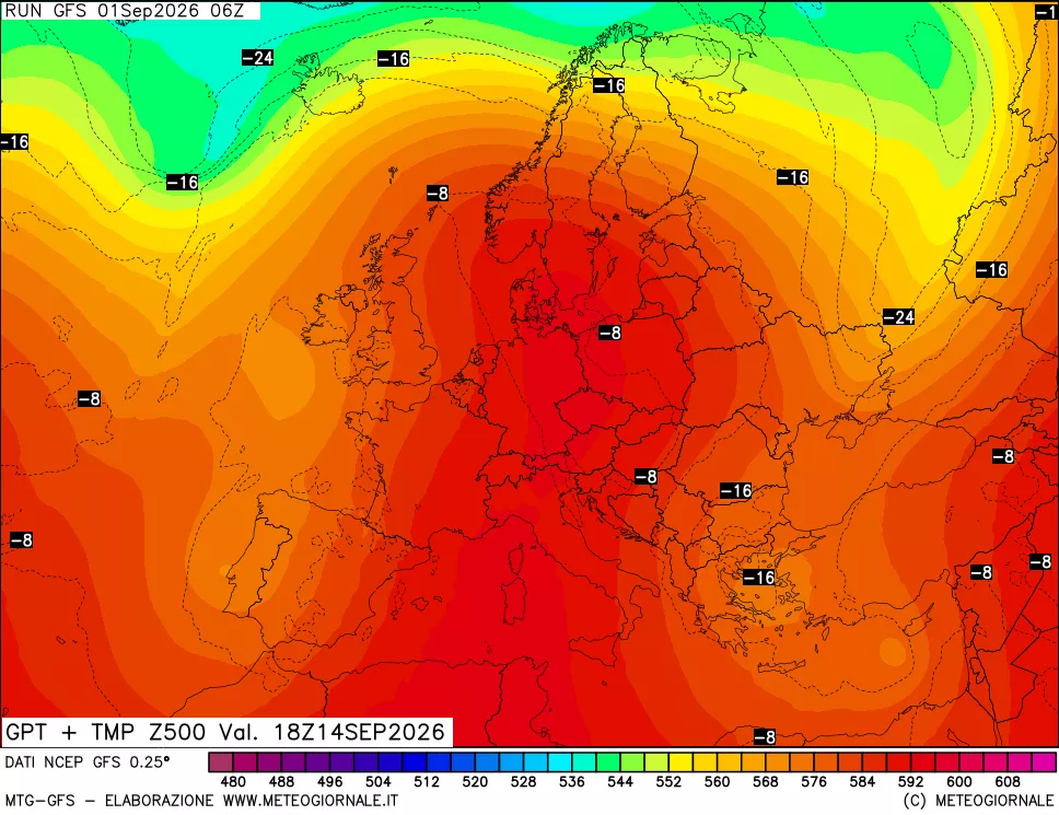 mappa 500 hPa GPT + Temp