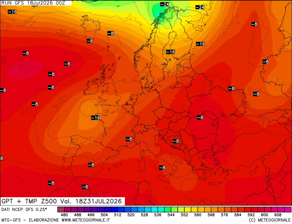 mappa 500 hPa GPT + Temp