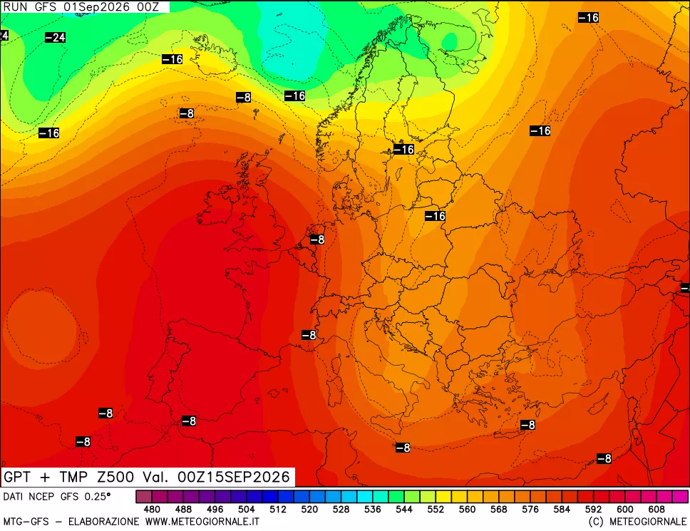 mappa 500 hPa GPT + Temp