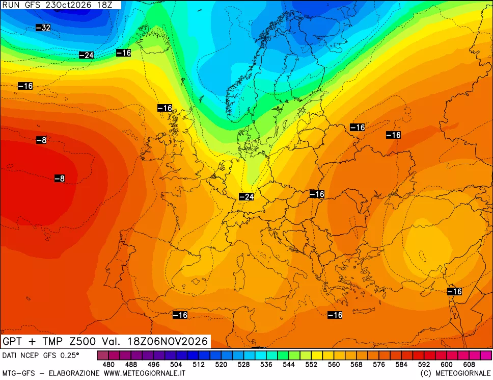 mappa 500 hPa GPT + Temp
