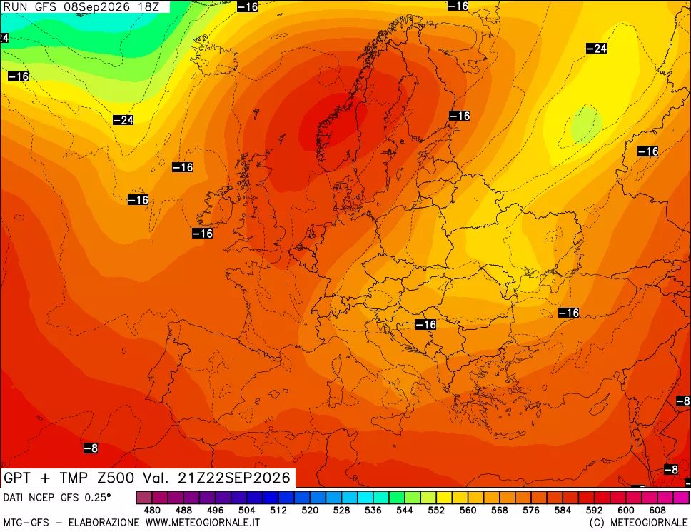 mappa 500 hPa GPT + Temp
