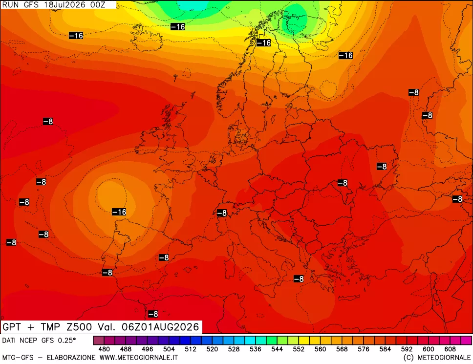mappa 500 hPa GPT + Temp