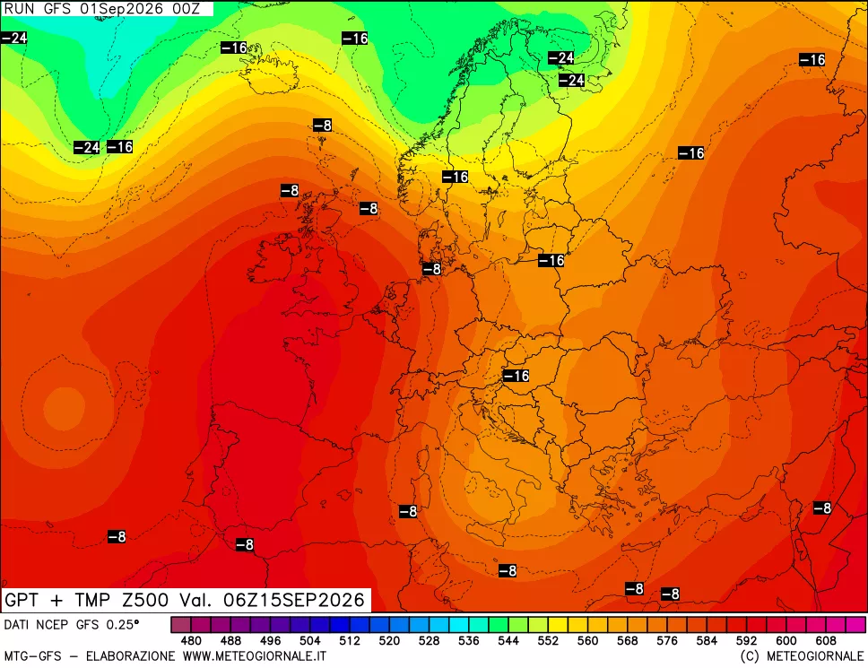 mappa 500 hPa GPT + Temp