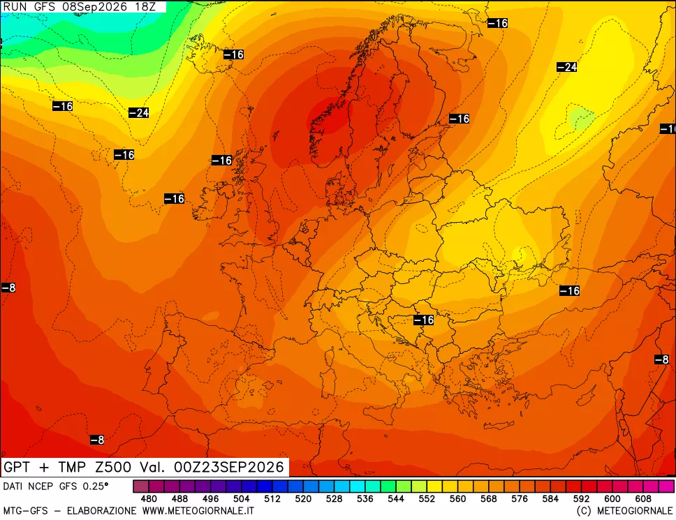mappa 500 hPa GPT + Temp