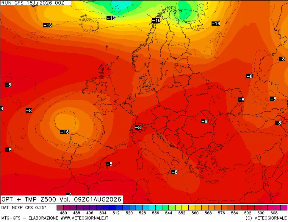 mappa 500 hPa GPT + Temp