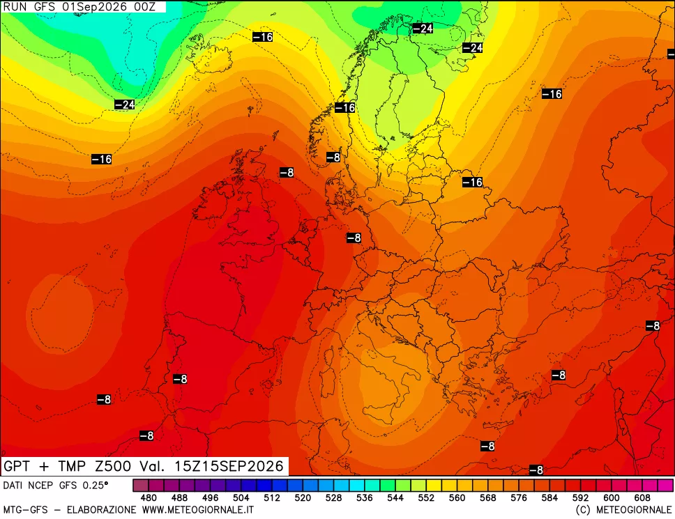 mappa 500 hPa GPT + Temp