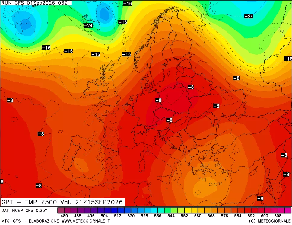 mappa 500 hPa GPT + Temp