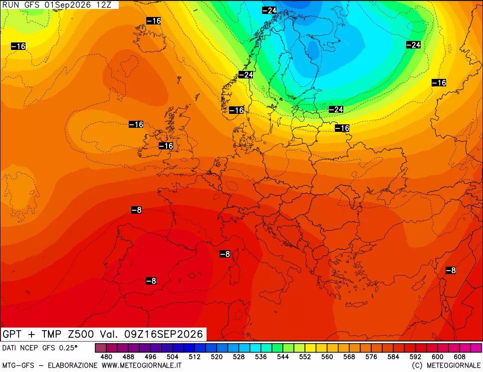 mappa 500 hPa GPT + Temp