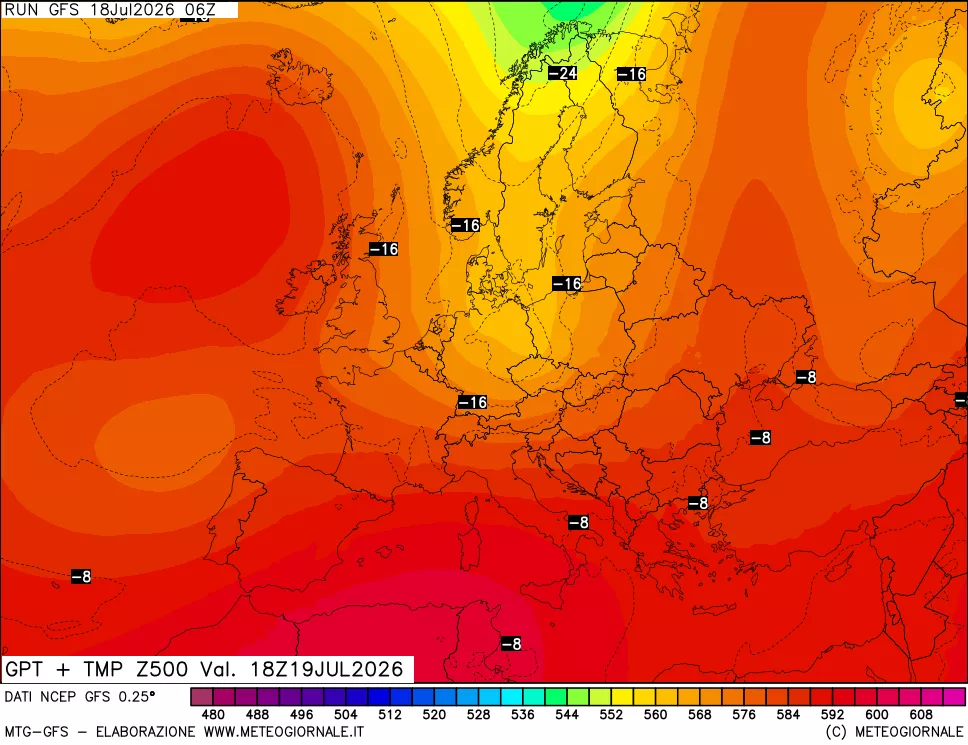 mappa 500 hPa GPT + Temp