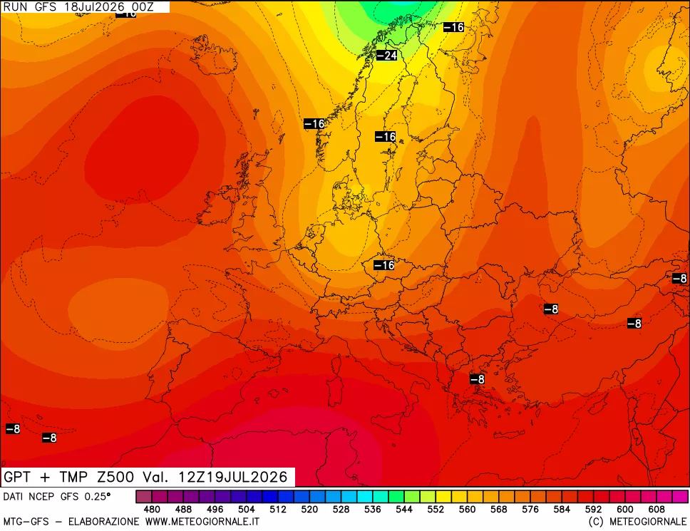 mappa 500 hPa GPT + Temp
