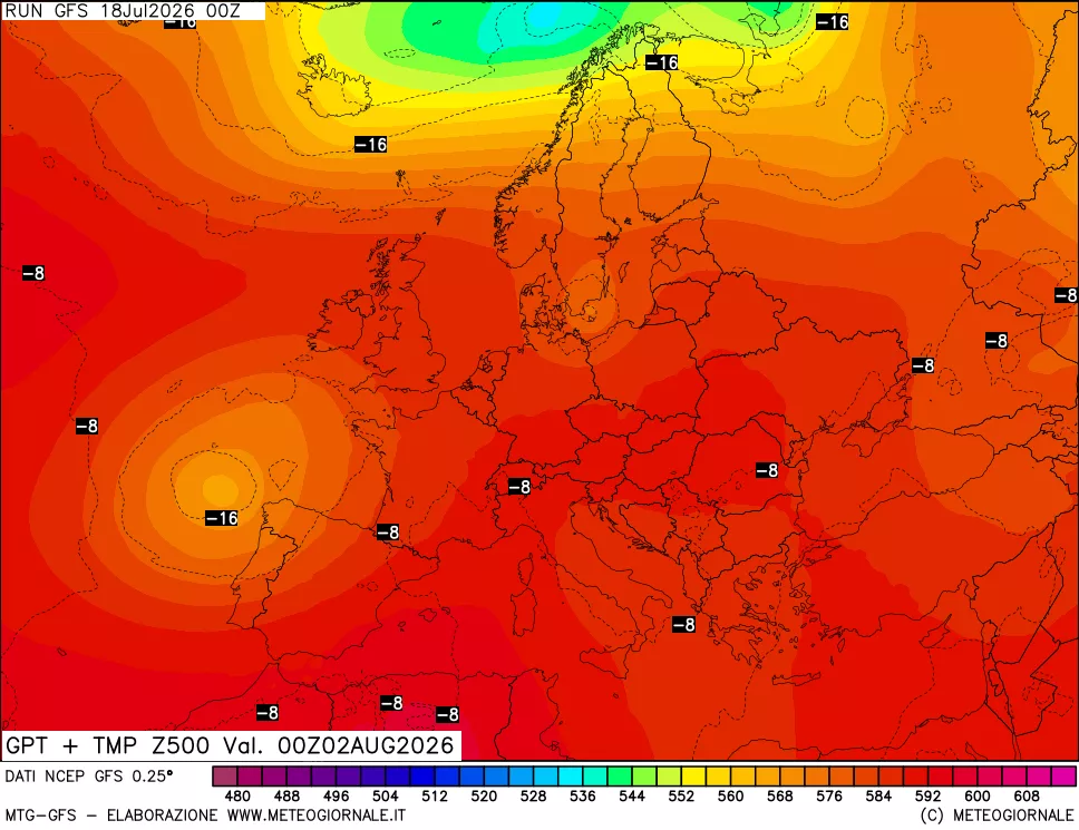 mappa 500 hPa GPT + Temp