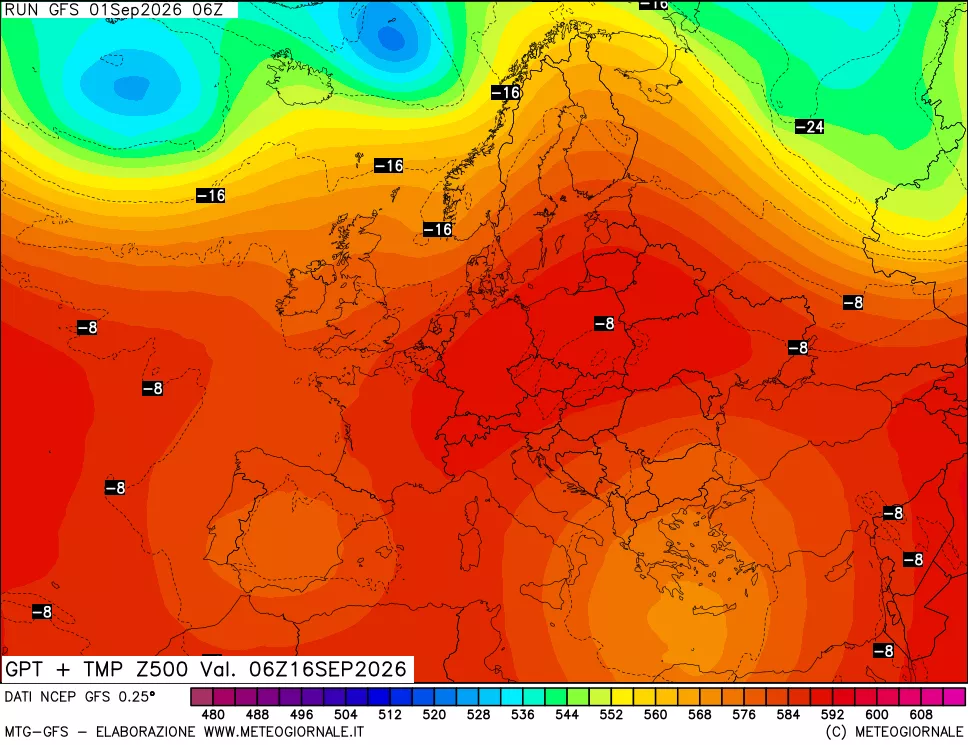 mappa 500 hPa GPT + Temp