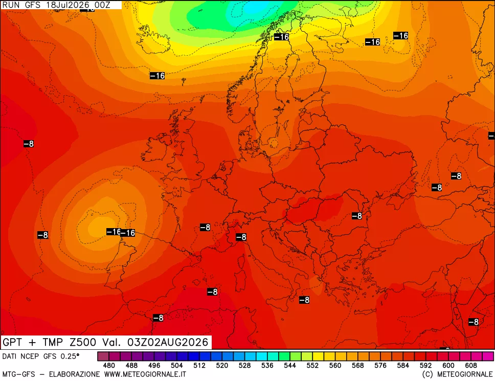 mappa 500 hPa GPT + Temp