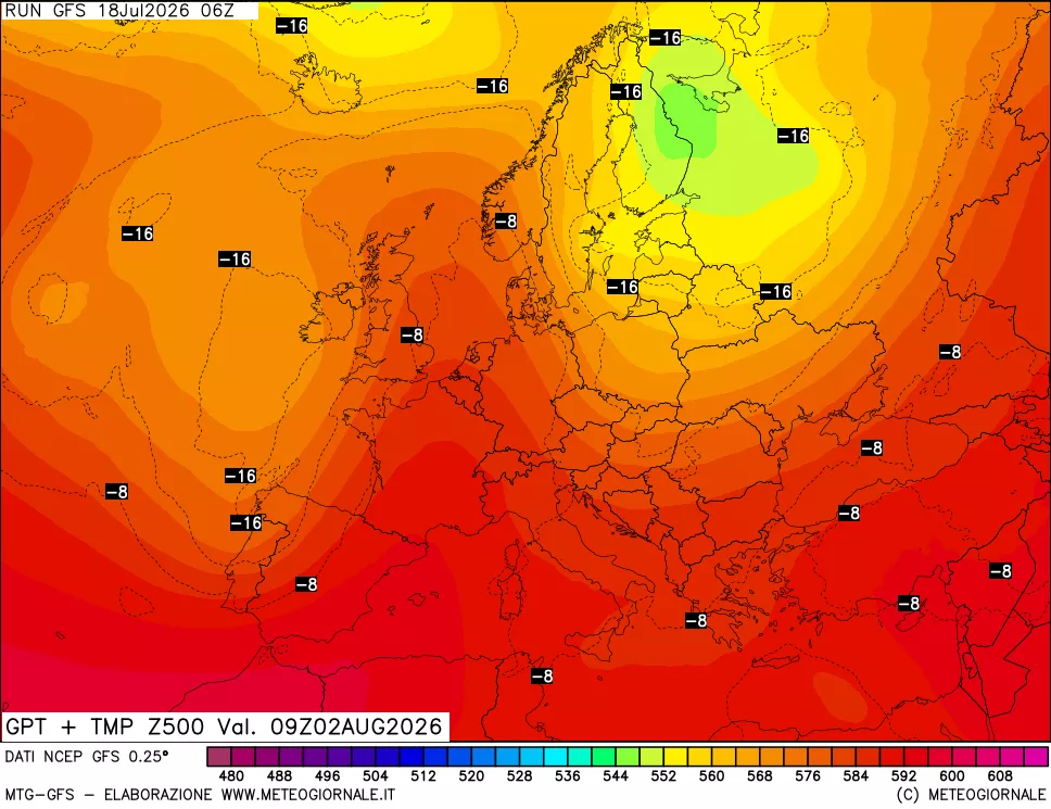 mappa 500 hPa GPT + Temp