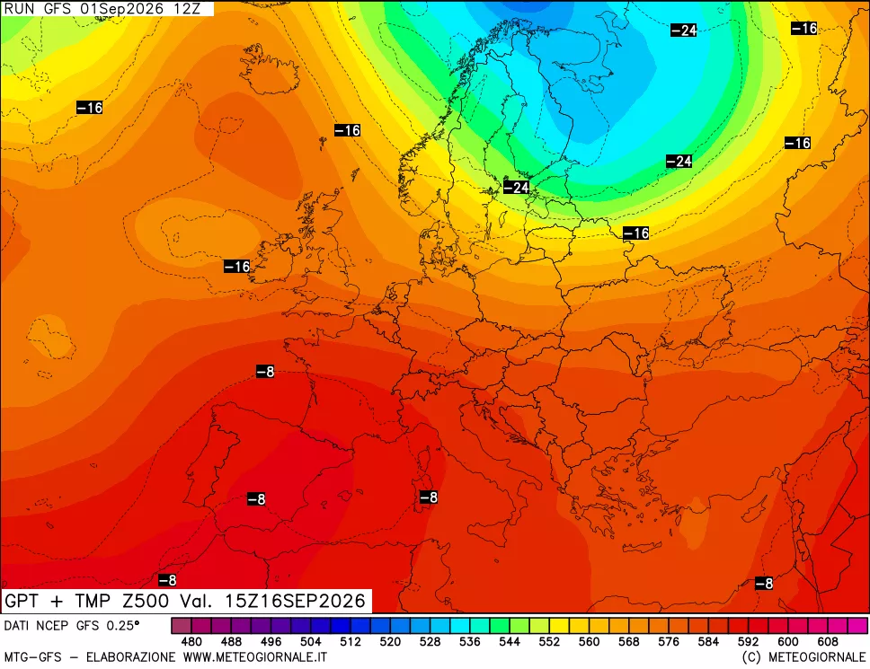mappa 500 hPa GPT + Temp