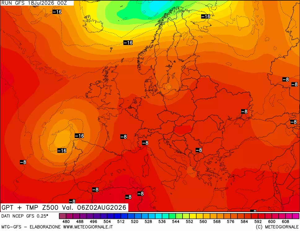 mappa 500 hPa GPT + Temp