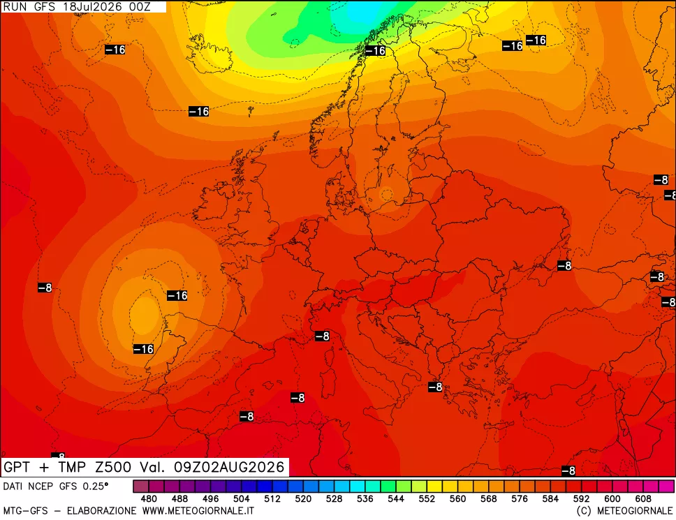 mappa 500 hPa GPT + Temp