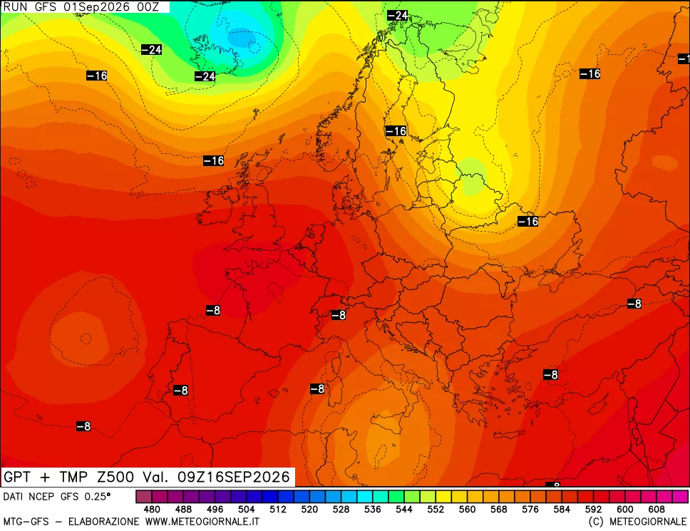 mappa 500 hPa GPT + Temp