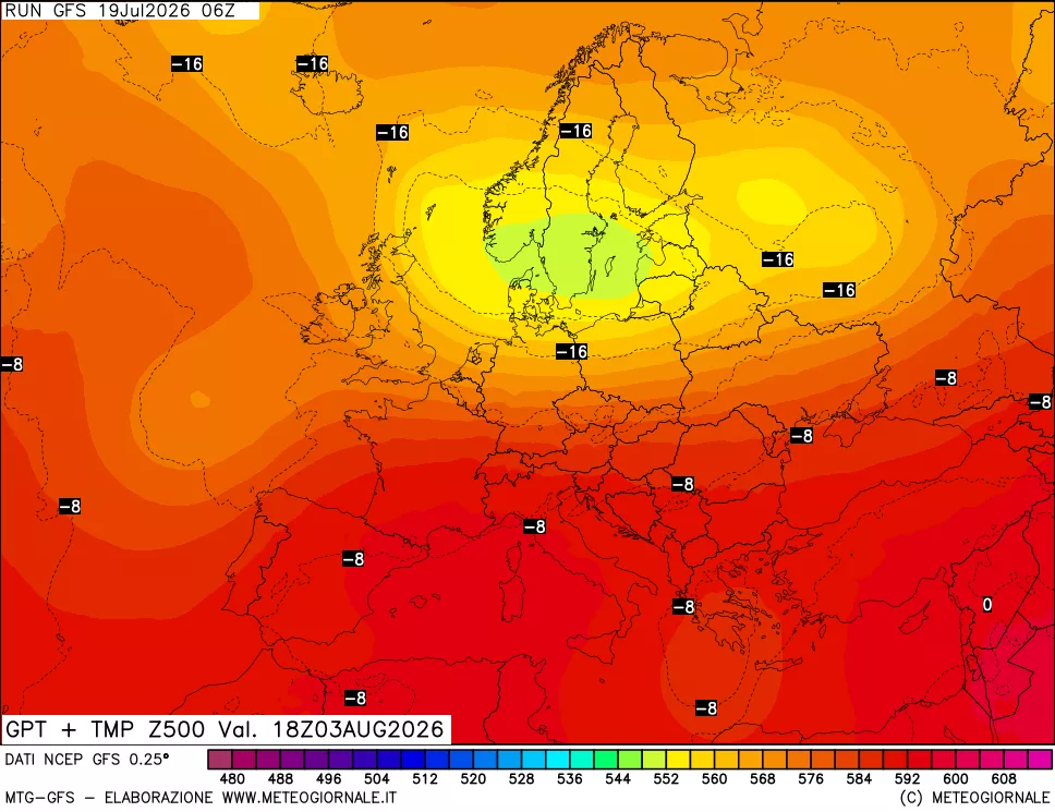 mappa 500 hPa GPT + Temp