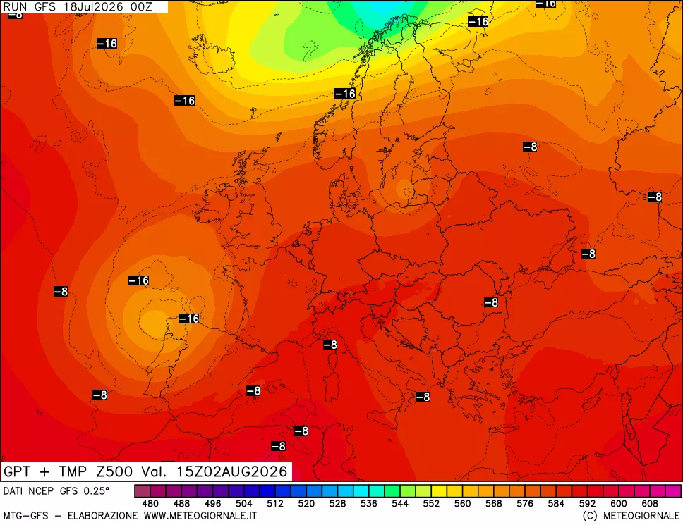 mappa 500 hPa GPT + Temp