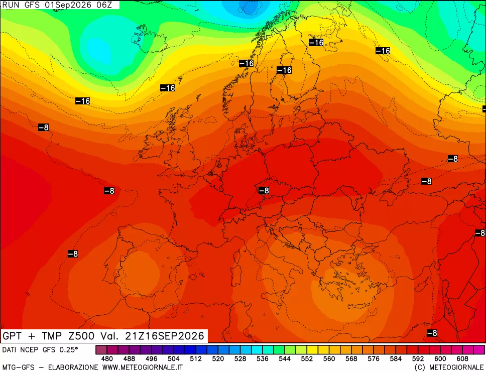 mappa 500 hPa GPT + Temp