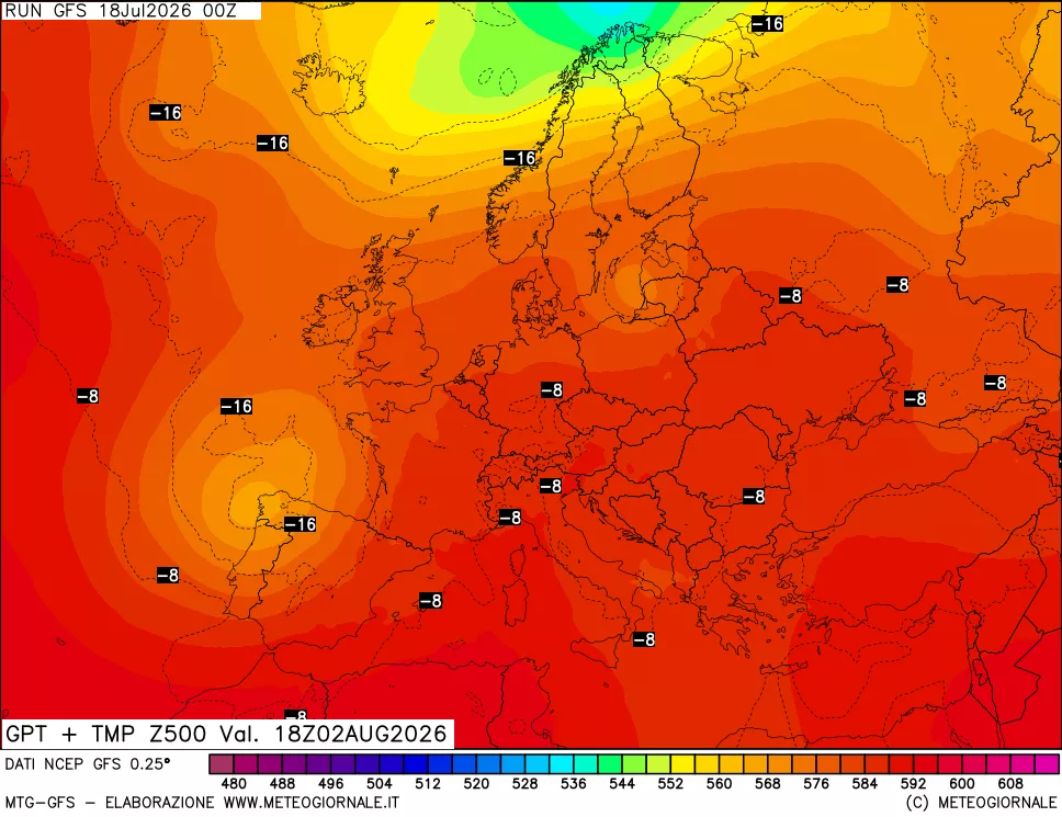 mappa 500 hPa GPT + Temp