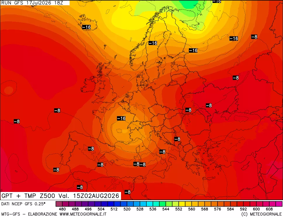 mappa 500 hPa GPT + Temp