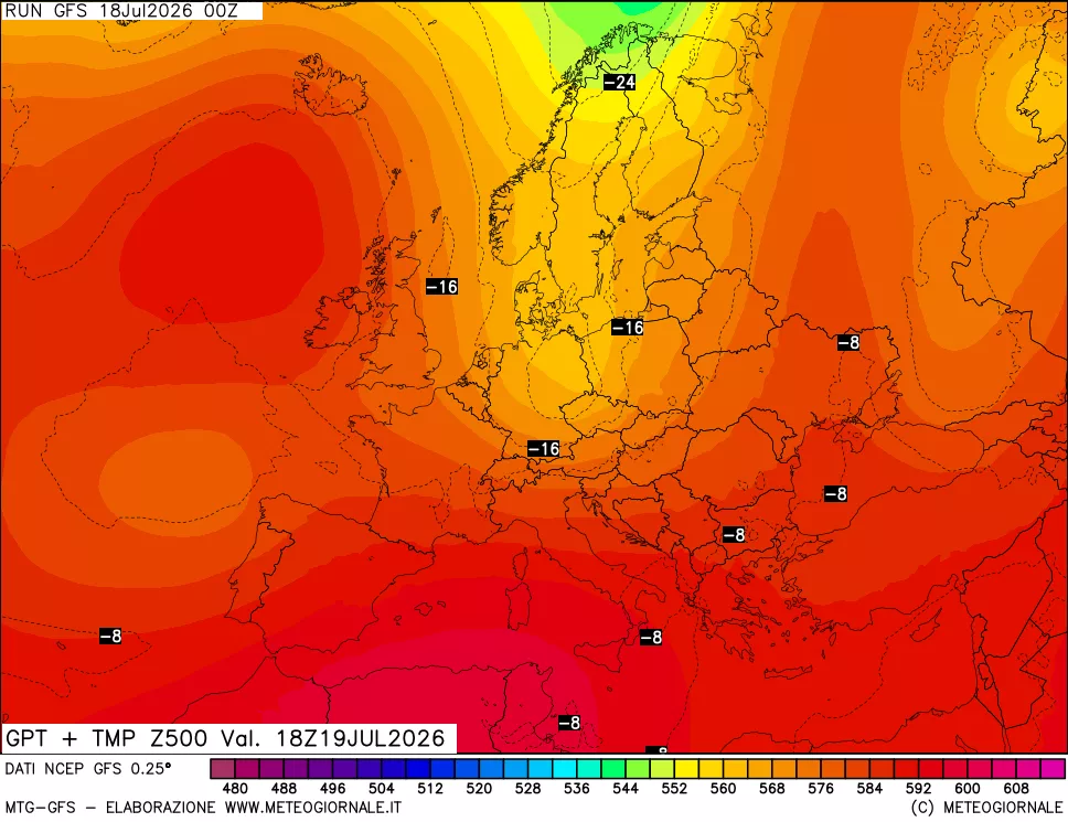 mappa 500 hPa GPT + Temp
