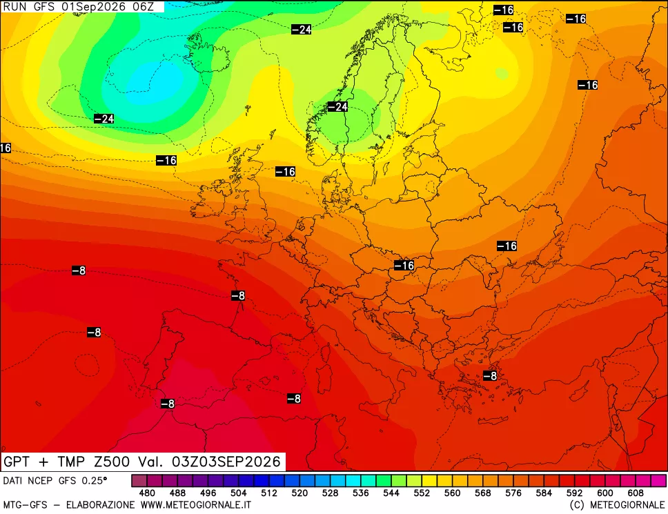 mappa 500 hPa GPT + Temp