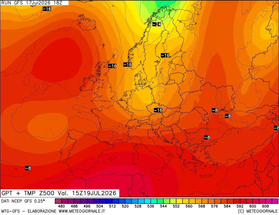 mappa 500 hPa GPT + Temp