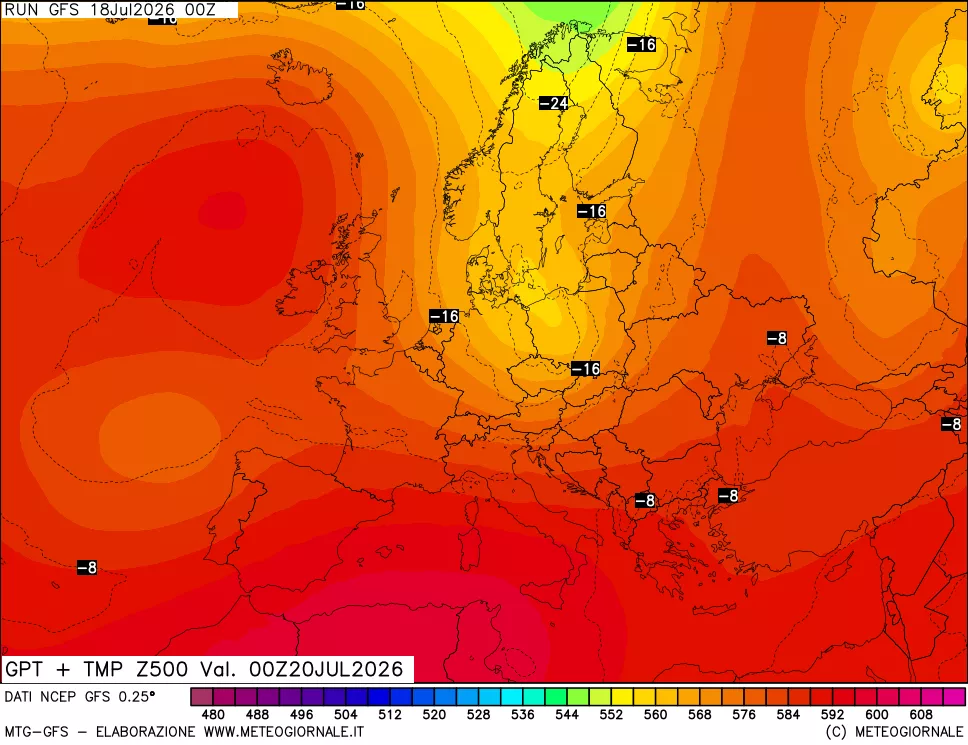 mappa 500 hPa GPT + Temp