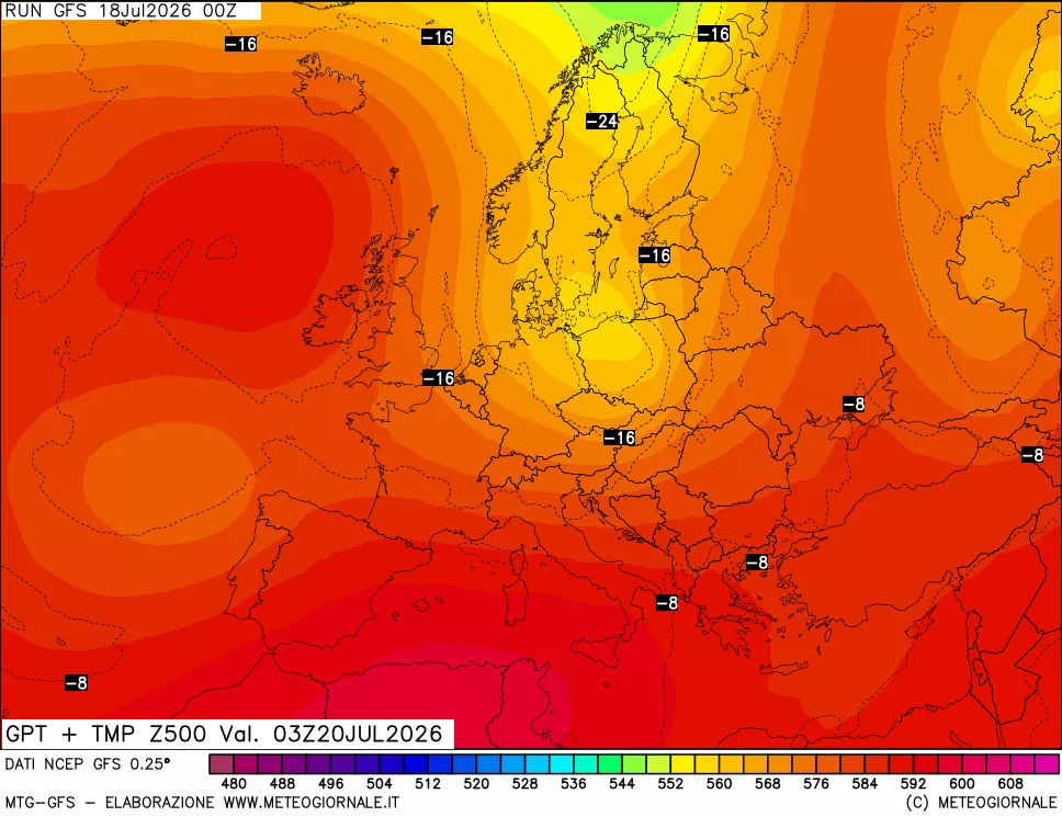 mappa 500 hPa GPT + Temp