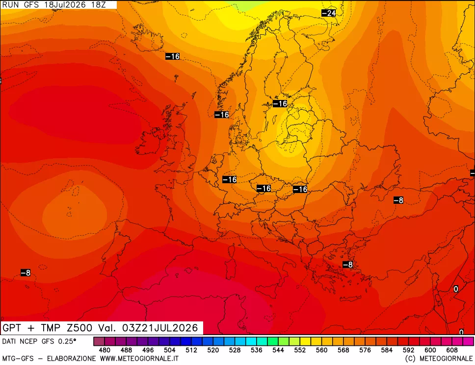mappa 500 hPa GPT + Temp
