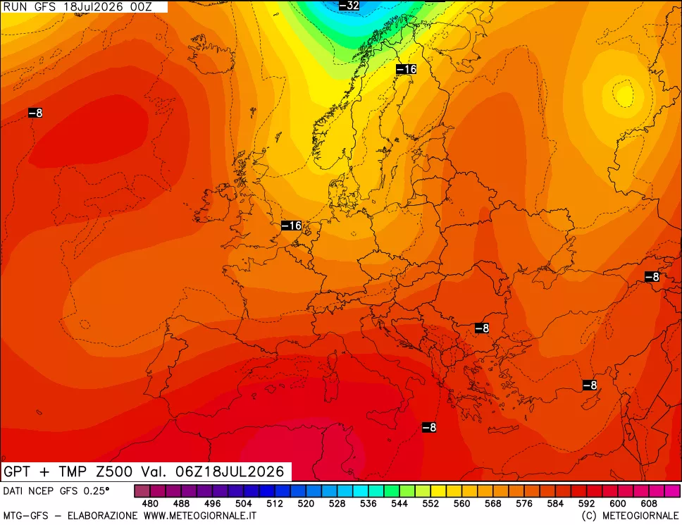 mappa 500 hPa GPT + Temp
