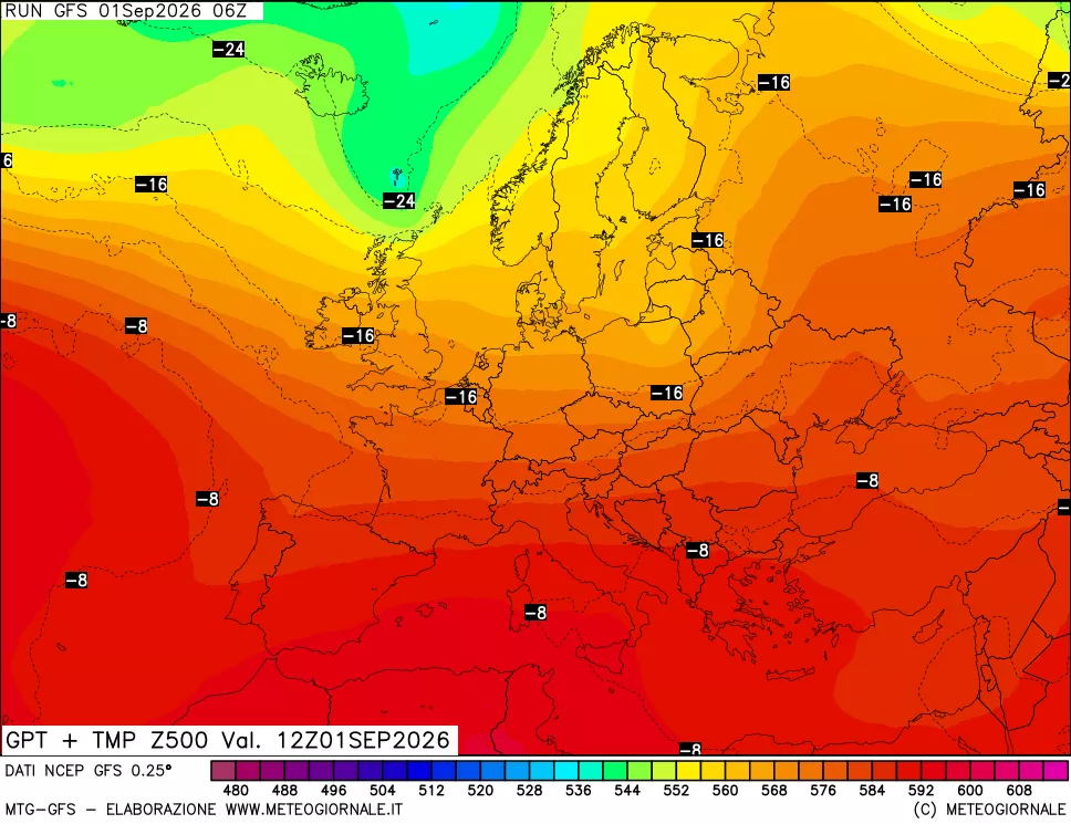 mappa 500 hPa GPT + Temp
