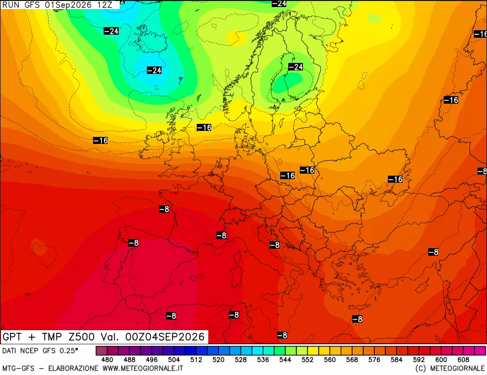 mappa 500 hPa GPT + Temp